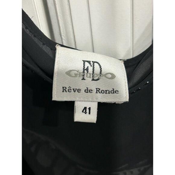 FD Rêve De Ronde Black Sheer Floral Print Top Set 3/4 Sleeves Matching Sleeveles - Picture 6 of 16